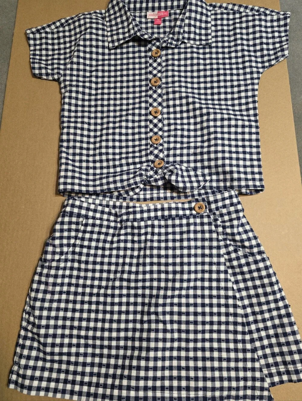 Penelope Mack Navy and White Gingham 2 Piece Set